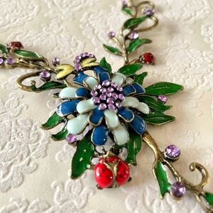 Betsey Johnson Flower and Ladybug Necklace